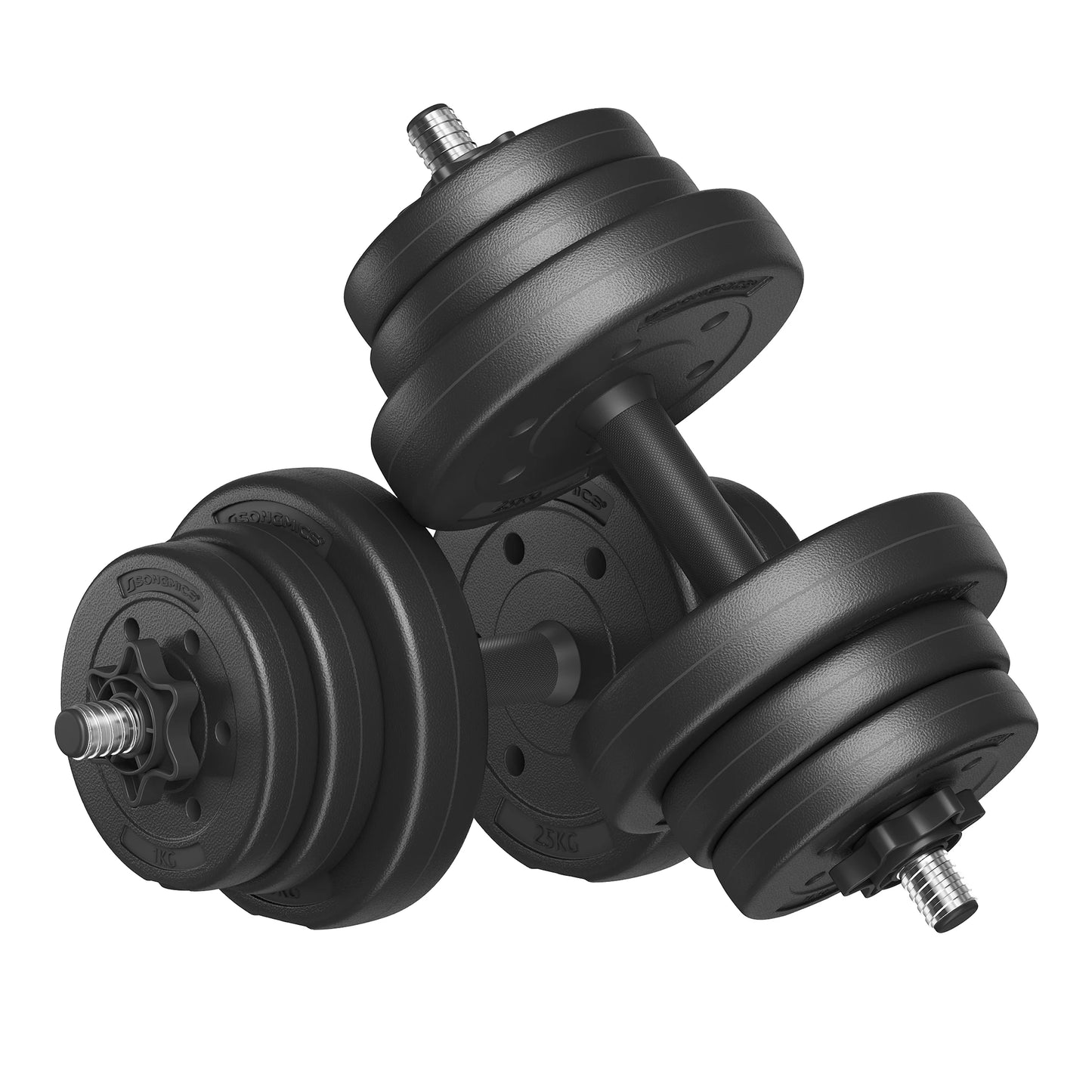 SONGMICS 2-in-1 dumbbell 2x10 kg dumbbell set voor thuis, 1 paar